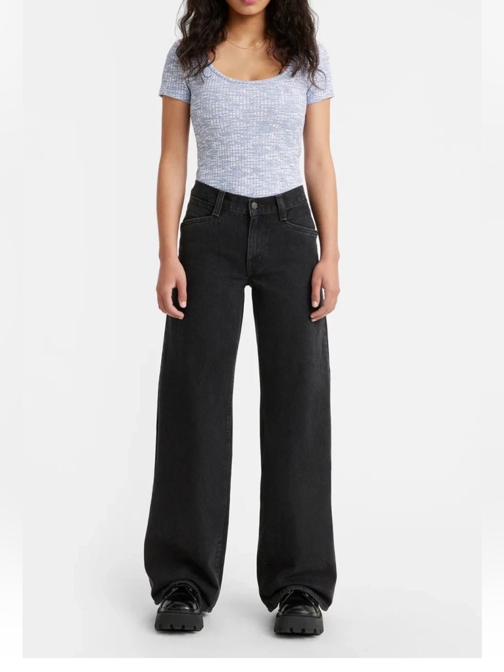 Levis NWT 24 x 31 Wide Leg 94 baggy mid-Rise black denim Jeans